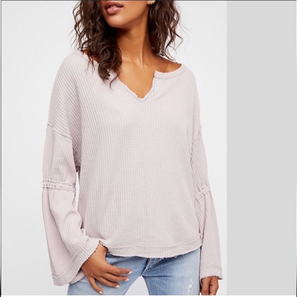 Free People We The Free Dahlia Light Pink Waffle Knit Top